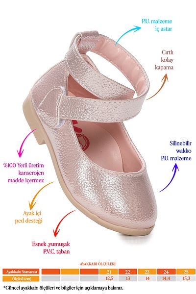 Kiko Kids Vakko Velcro Baby Girl Ballerina Shoes Arç 04