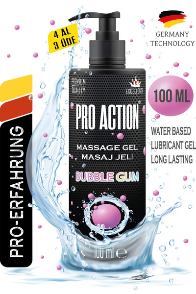 Pro Action Kayganlaştırıcı Masaj Jel Bubble Gum 100 ml Massage Gel Premium Qu...