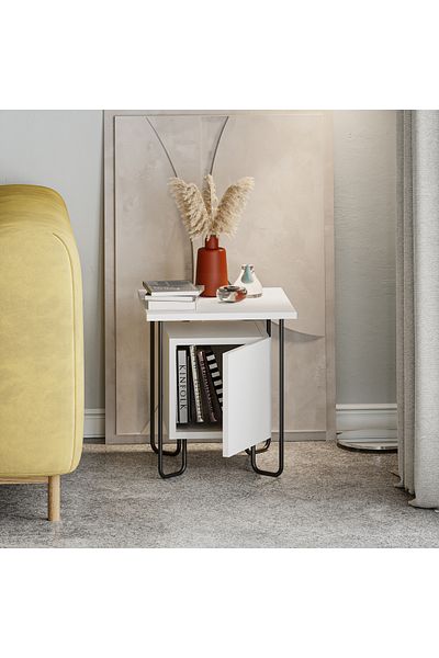 Mourah Home Acres Nightstand with Metal Legs - Multi-Functional Side Table - Storage for Bedroom & Living Room