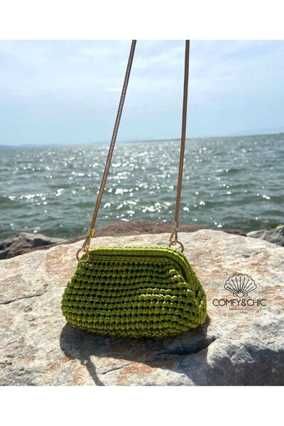 comfychic Metalic Glitter Deri Kadın Omuz Çantası & Clutch Çantaorta boy EL İ...