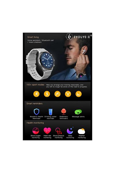 Evolve-x ® Evofitt Km68 Smartwatch, Bluetooth Calls And Messages, Heart Rate, Sleep, Oxygen Level
