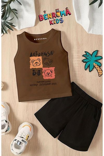 BENROMA مجموعة شورتات مطبوعة من AEF TEDDY للجنسين