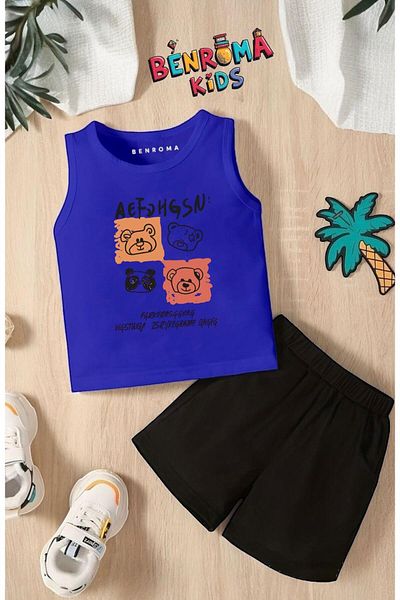 BENROMA AEF BEAR PRINTED SHORTS TRIUC UNISEX KIDS SET