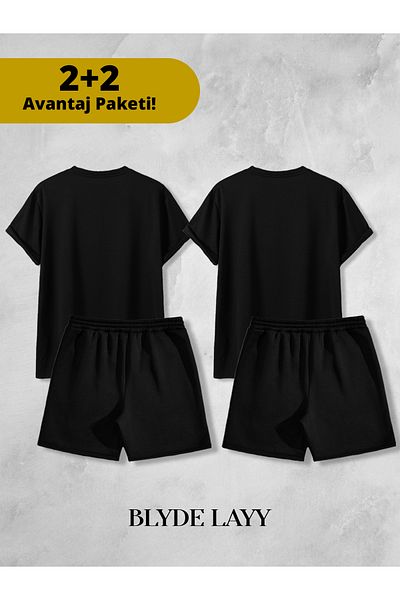 BLYDE LAYY Whiskey-Coctail Printed Unisex 2-Piece Lover Couple Combination (2 Shorts - 2 T-Shirt Set Advantage Package)