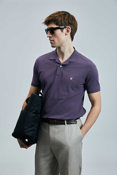 Lufian Laon Smart ανδρικό μπλουζάκι πόλο δαμάσκηνο