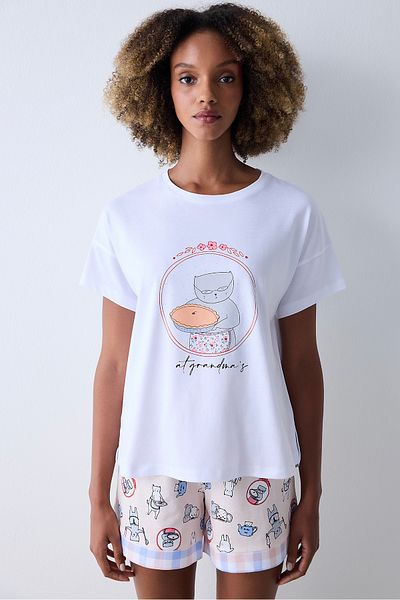 Penti Tricou alb vesel din bumbac