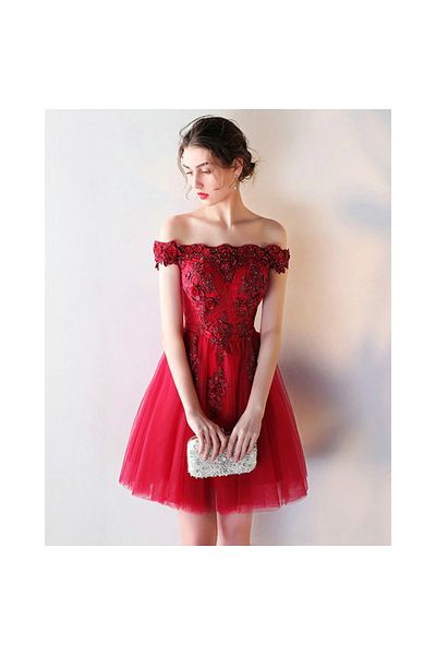 OEM Luxury burgundy short dress