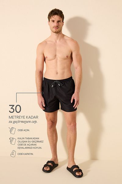Penti Schwarze wasserdichte Aqua-Badeshorts für Herren mit Taschen