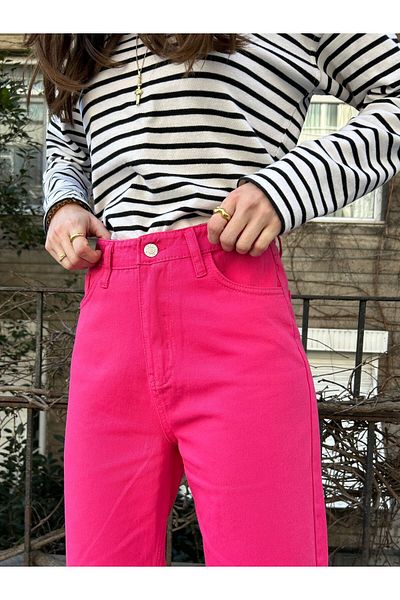 KOTOLOG Women's Colorful Gabardine Leg Tasseled Loose Trousers Trend Model