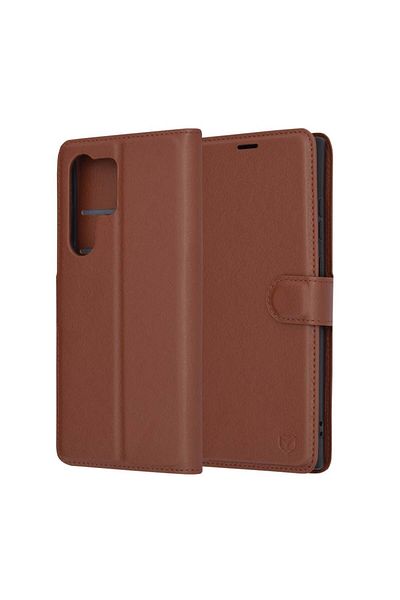 Techsuit Samsung Galaxy S23 Ultra Case - Techsuit Leather Folio - Brown