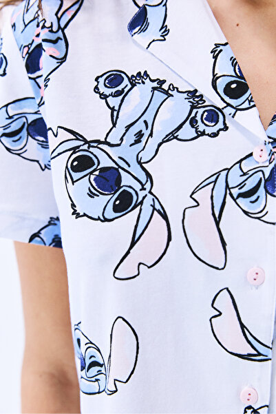 Penti Stitch Shirt Kalhotový oblek Optical White Pyjama Set - Stitch Collection