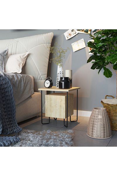 Mourah Home Acres Nightstand with Metal Legs - Multi-Functional Side Table - Storage for Bedroom & Living Room