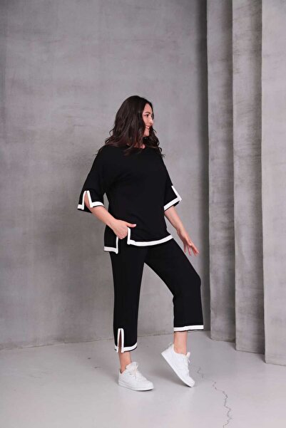 Esina Women's Tracksuit Set Crystal Fabric Capri Length