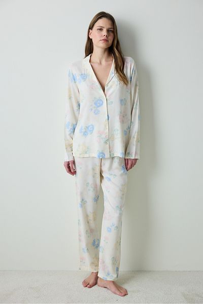 Penti Marina Chally Shirt Pants Ecru Pajama Set
