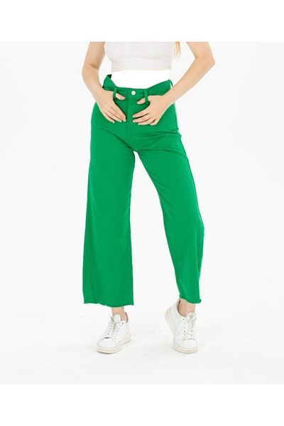 KOTOLOG Women's Colorful Gabardine Leg Tasseled Loose Trousers Trend Model
