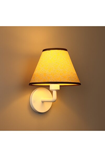 oceanpoint Floral Pattern Fabric Sconce, Bohemian Style Wall Lamp, White Body, Bedroom, Hallway, Living Room, 20 cm