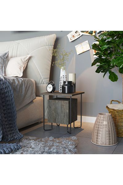 Mourah Home Acres Nightstand with Metal Legs - Multi-Functional Side Table - Storage for Bedroom & Living Room