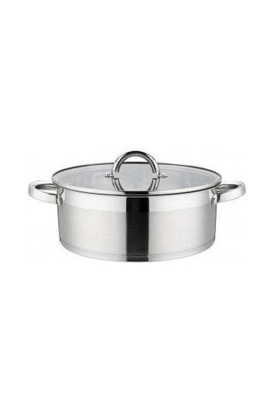 GRÜNBERG Stainless steel saucepan with glass lid 28 cm 6l Grunberg