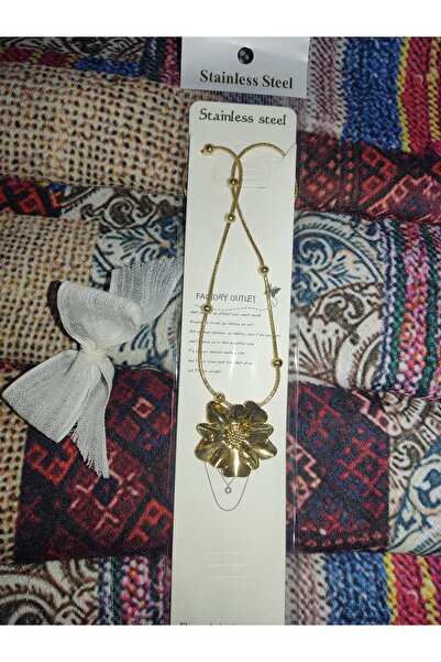 ESTİKO Flower Model Layered Steel Gold Color Necklace