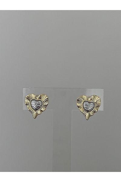 JELLY Women's Steel Gold Silver Colorful Heart Figured Embossed Texture Modern Romantic Earrings