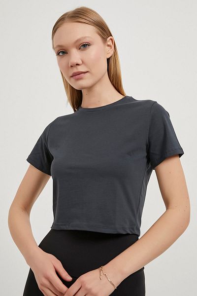 Arma Life Tricou de bază pentru femei, cu decolteu, flexibil, afumat