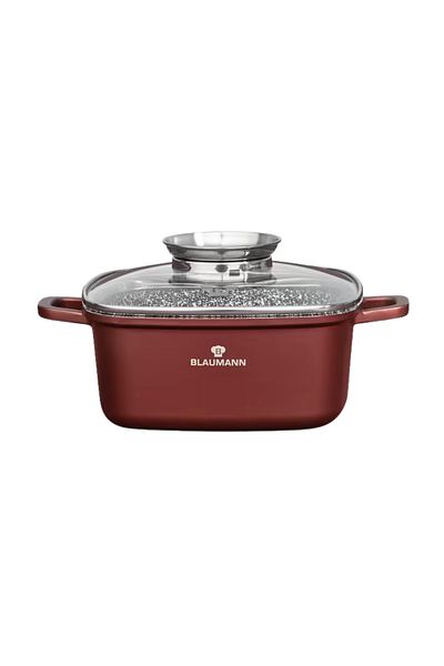 Blaumann Cerastone Square Ceramic Saucepan with Glass Lid 26x10.5cm 5.4L Roaster Type