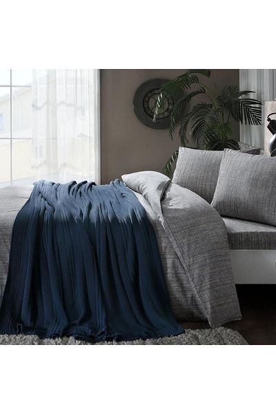 Taç Set cuvertură de pilota tricotată Waffle Blue Single