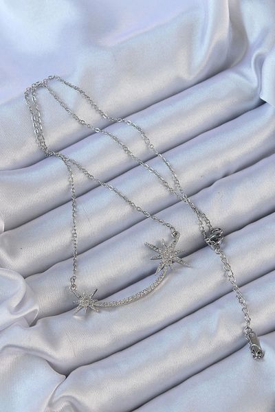 Store 316L Steel Chain Silver Color Zircon Stone Polar Star Necklace