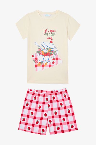 Penti Mehrfarbiges 2-teiliges Pyjama-Set für Mädchen mit Tomatensauce