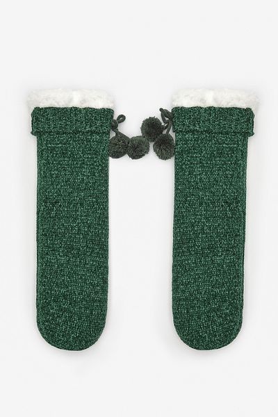 Penti New York Velvet Velvet Pompom dunkelgrüne Socken