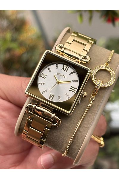 Homies Original Steel Women Wrist Watch Waterproof Gold Color Gift Bangle Hmsg223