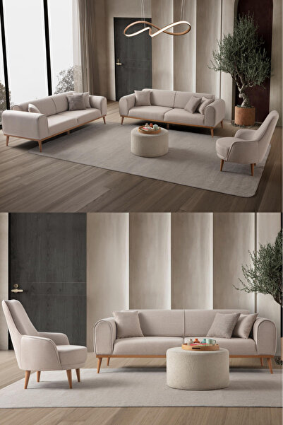 EDSY HOME Rebull 3+3+1 Koltuk Takımı Sütlü Kahve