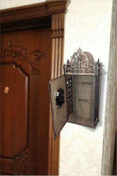 M3DECORİUM Engraved Gift Home Office Workplace Door Side Wall Mount with Cover Clock Key Holder Cupboard Cabinet Box