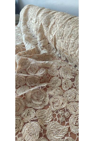 River Fabrics Guipure Fabric Gold