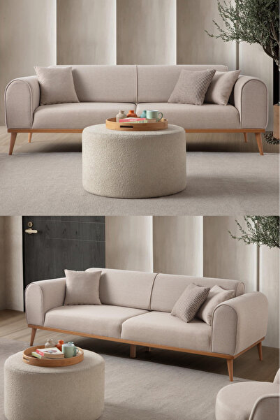 EDSY HOME Rebull 3'lü Koltuk Sütlü Kahve