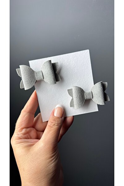 Toka Perisi Γκρι κοριτσίστικη αγκράφα από δέρμα σουέτ με απαλές αποχρώσεις Φι...