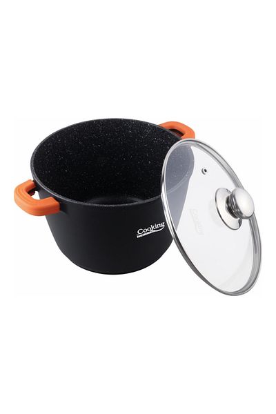 Heinner Dark Line Pot 6.3l Marbled Aluminum Glass Lid
