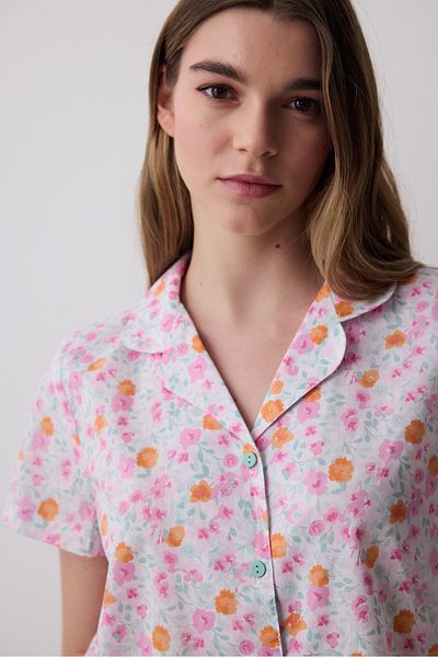 Penti Travel Floral Shirt Shorts Multicolor Pajama Set