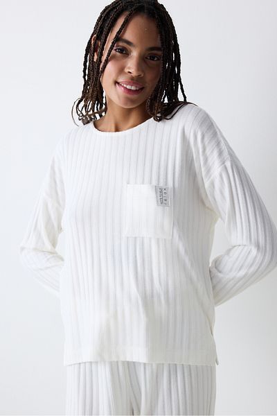 Penti Φούτερ Warm Hearts Rib Off White
