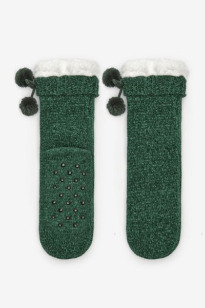 Penti New York Velvet Velvet Pompom dunkelgrüne Socken