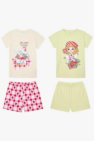 Penti Mehrfarbiges 2-teiliges Pyjama-Set für Mädchen mit Tomatensauce
