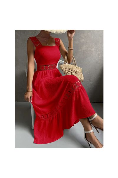 MADAME MELEK Lace Detailed Anabel Dress Imported Airobin Lace Detailed Dress