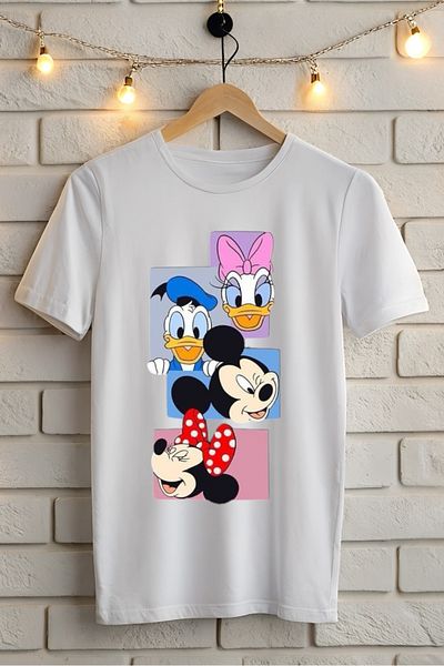 New Shine Mickey Minnie Mouse and Donald Daisy Duck Printed Oversize T-Shirt