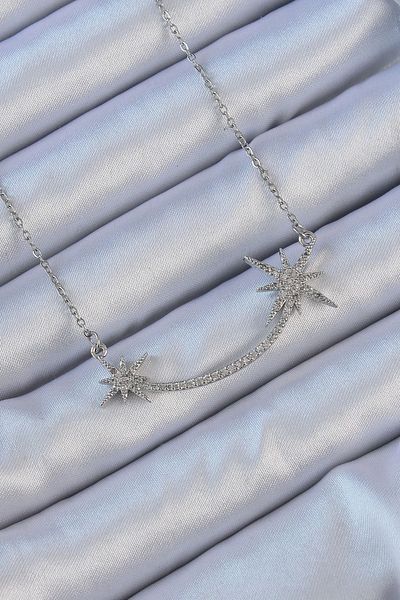 Store 316L Steel Chain Silver Color Zircon Stone Polar Star Necklace
