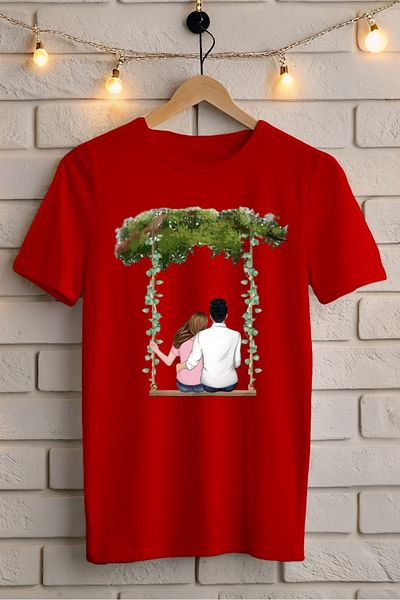 New Shine In Cart 6 and Above Purchases Get 1 T-Shirt as a Gift - Swing Valentine Printed Oversize T-Shirt