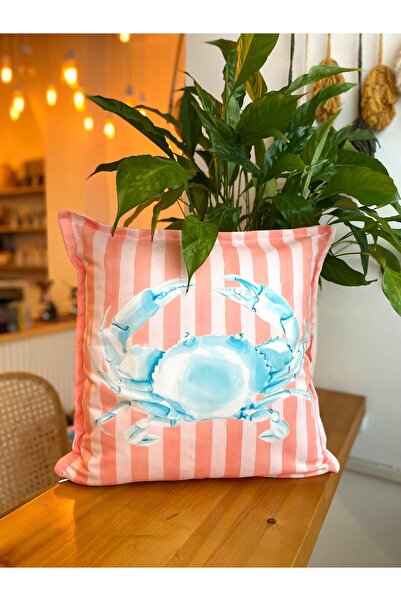 RahanDesign Crab Patterned Summer Themed Suede Double Sided Digital Printing ...