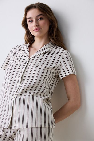 Penti Open Mind Shirt Pants Ecru Pajama Set