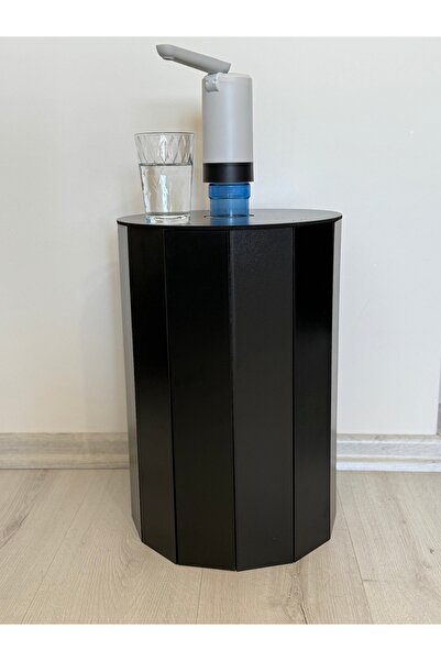 ER-KA DİZAYN Siyah Ahşap Dekoratif Damacana-gizleme-bezi-kılıfı-saklama-kutus...