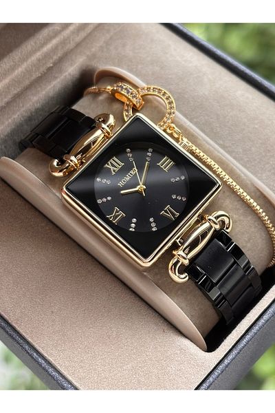 Homies Original Steel Women Wristwatch Waterproof Black Gold Color Gift Bangle Hmsg224