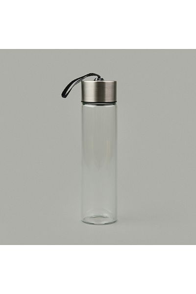 Tohana قارورة زجاجية بغطاء معدني H2O - شفاف / رمادي - 450 مل